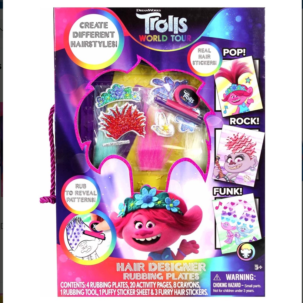 Trolls World Tour Hair Designer Rubbing Plates Coloring Sheets